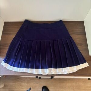 Pleated Navy Blue Skirt with White Trim